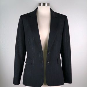 Tahari | Black Silver Pinstripe Jacket